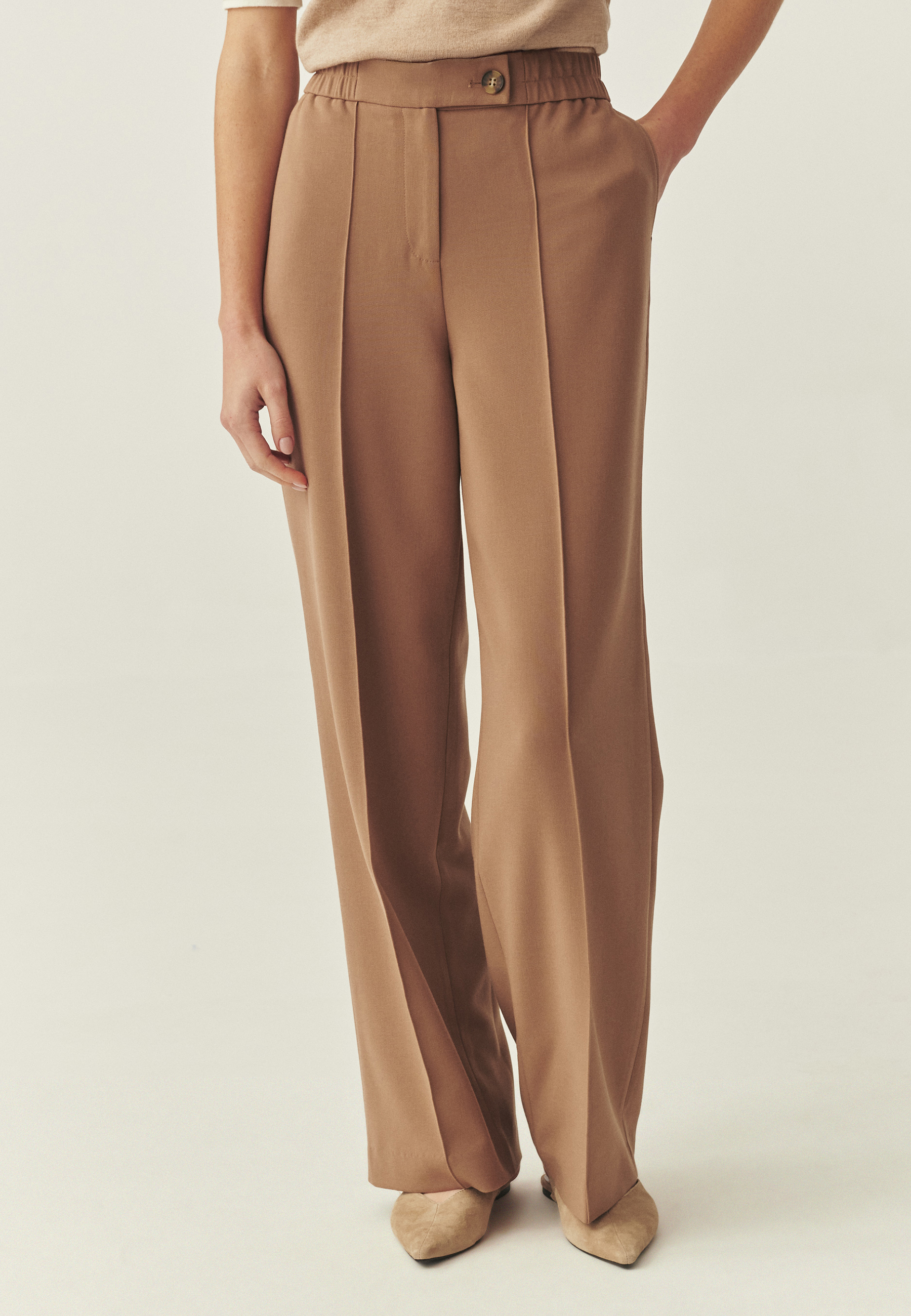 TKANINOWE SPODNIE Z SZEROKĄ NOGAWKĄ - MINTO