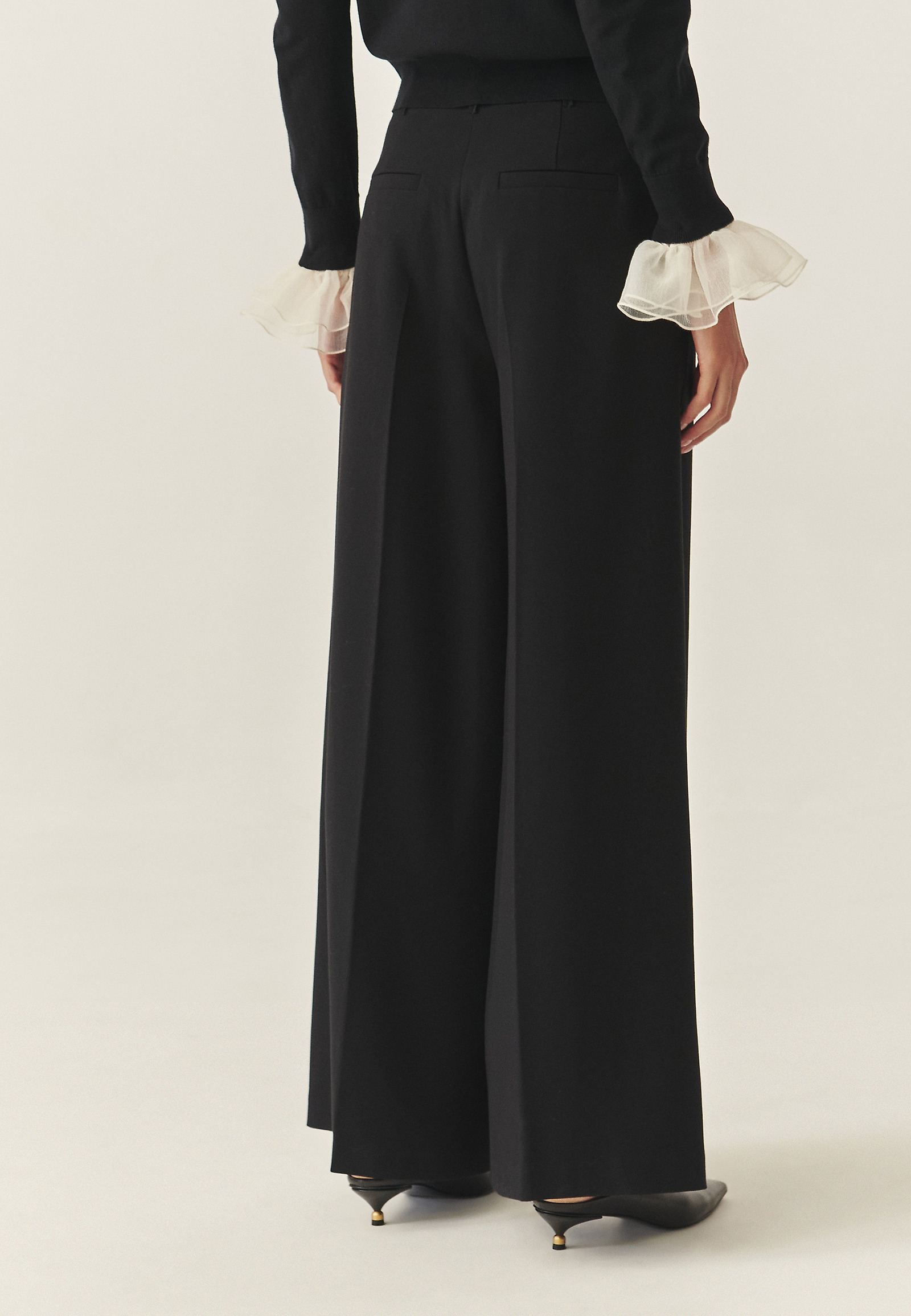 BLACK TROUSERS WITH VERY WIDE LEGS - MARKO BLACK TROUSERS WITH VERY WIDE LEGS - MARKO BLACK 118384