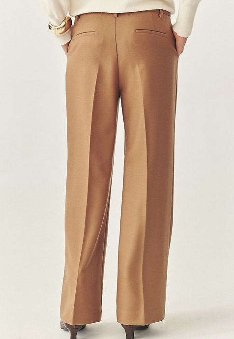 WEŁNIANE SPODNIE GARNITUROWE - ZARIANA 2 BRĄZOWY 2