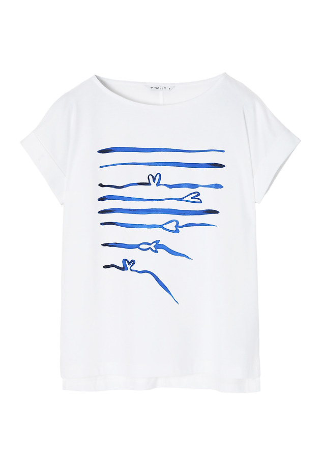 COMFORTABLE LADIES’ T-SHIRT IN MARINE PRINT - MAKI COMFORTABLE LADIES’ T-SHIRT IN MARINE PRINT - MAKI WHITE 5
