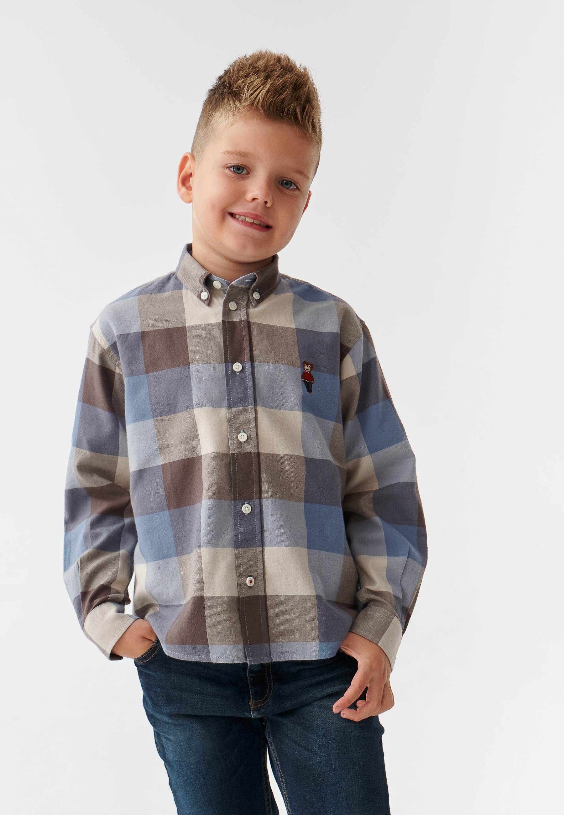 BAWEŁNIANA KOSZULA DZIECIĘCA W KRATĘ Z DŁUGIM RĘKAWEM FRANK KIDS MULTIKOLOR 2