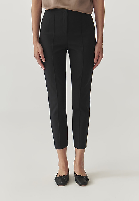LADIES’ TAILORED TROUSERS WITH TAPERED LEGS - MIWO BLACK 2