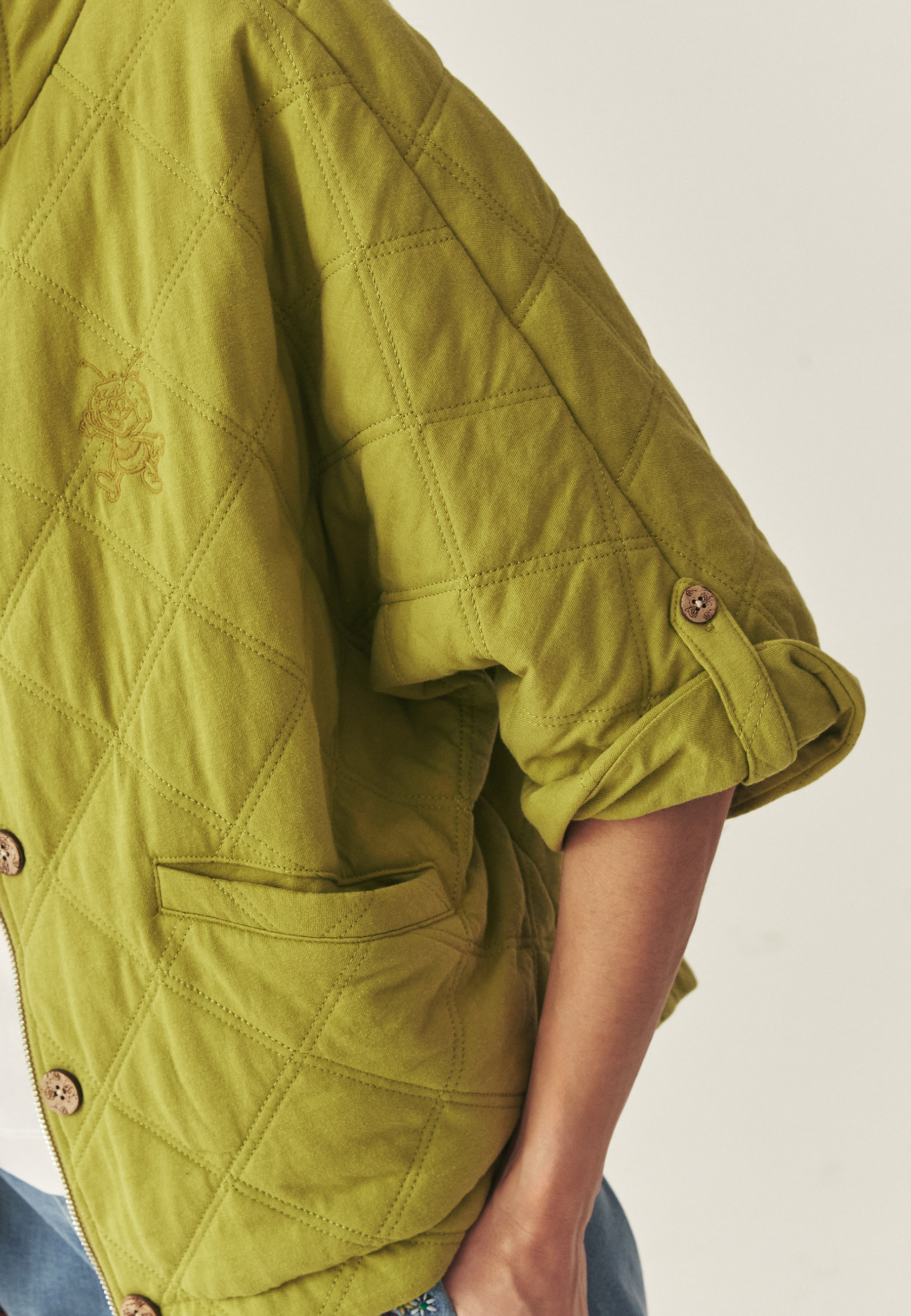 SWOBODNA BLUZA Z BAWEŁNIANEJ DZIANINY - RODENO ZIELONY 2