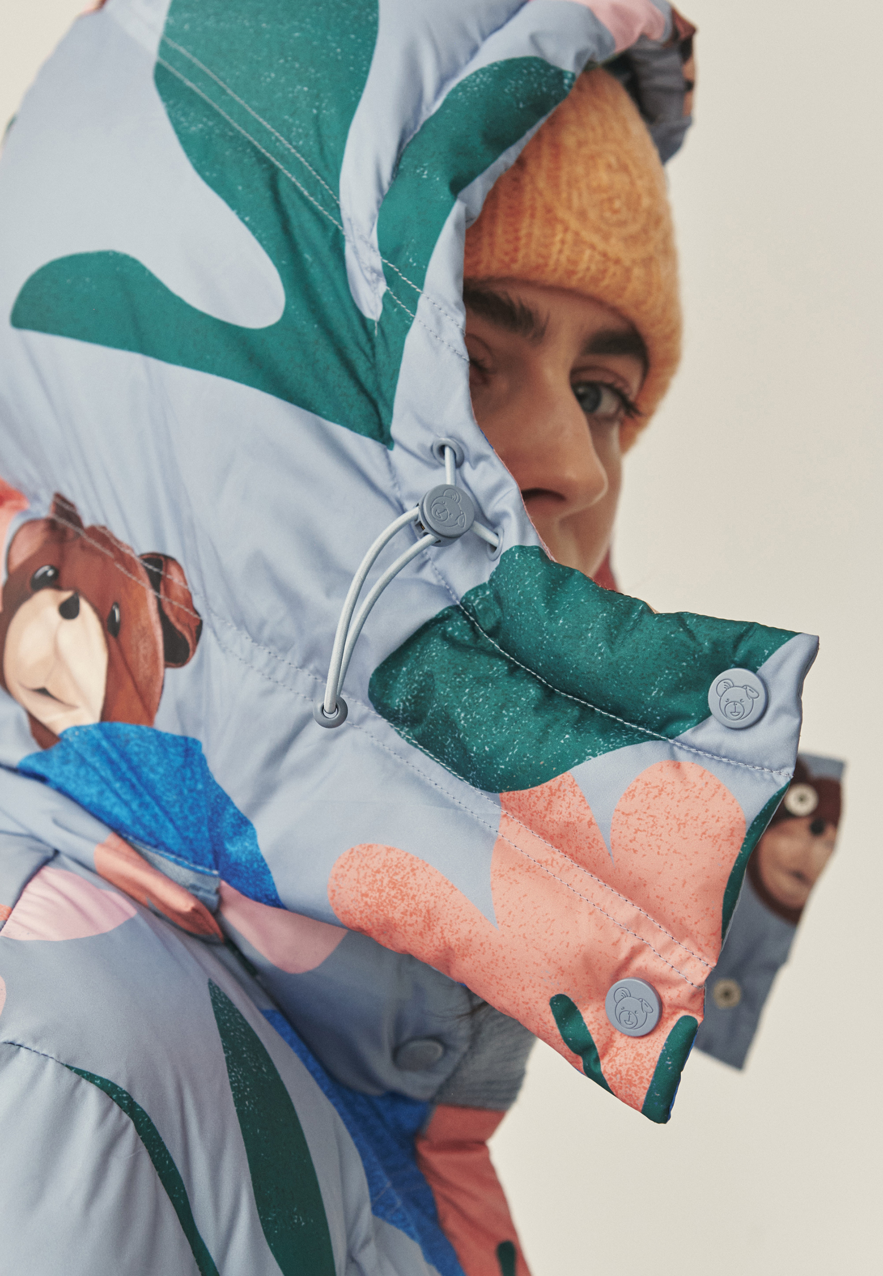 PUCHOWA KURTKA Z MISIEM USZATKIEM - PRECJONKO MULTIKOLOR 2