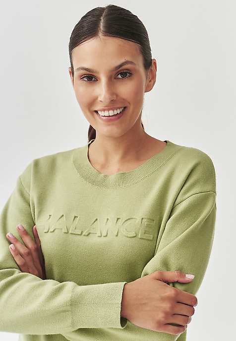 LADIES' SWEATER WITH A ROUND NECKLINE - BALAMI GREEN 2