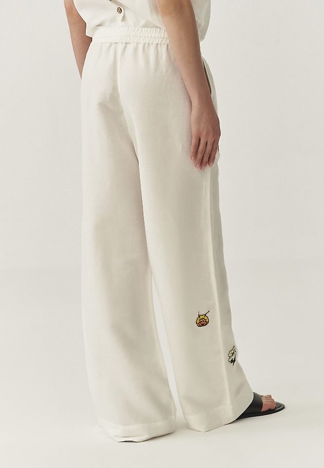 WIDE-LEGGED TROUSERS IN LINEN AND VISCOSE - PULIONA 1 WIDE-LEGGED TROUSERS IN LINEN AND VISCOSE - PULIONA 1 ECRU 3