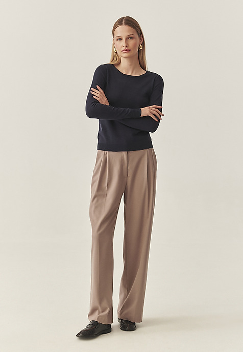 CLASSIC LADIES’ SWEATER WITH ROUND NECKLINE - TESSINI NAVY BLUE 2