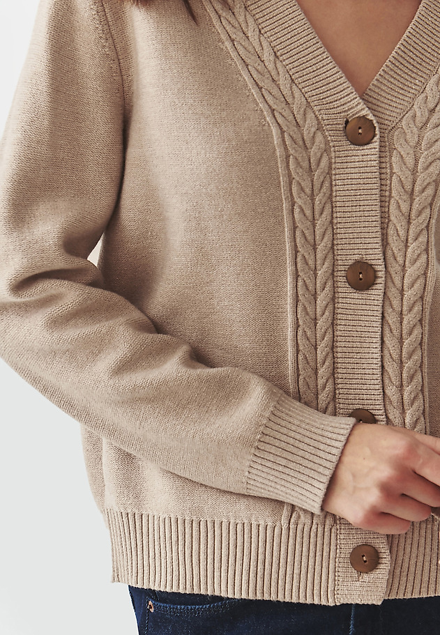 SWETER DAMSKI Z GUZIKAMI I WARKOCZOWYM WZOREM — LILAC SWETER DAMSKI Z GUZIKAMI I WARKOCZOWYM WZOREM — LILAC BEŻOWY 5