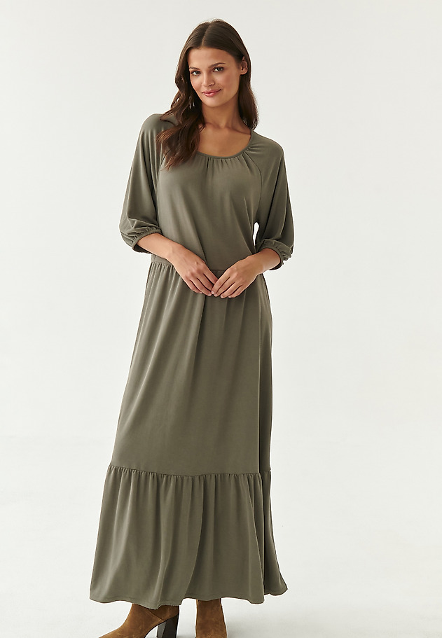 LADIES' MAXI DRESS WITH FRILLS ENWI LADIES' MAXI DRESS WITH FRILLS ENWI KHAKI 3
