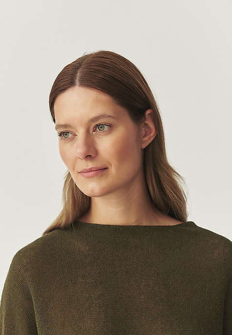 LIGHTWEIGHT LINEN AND COTTON JUMPER - NASHY KHAKI 2