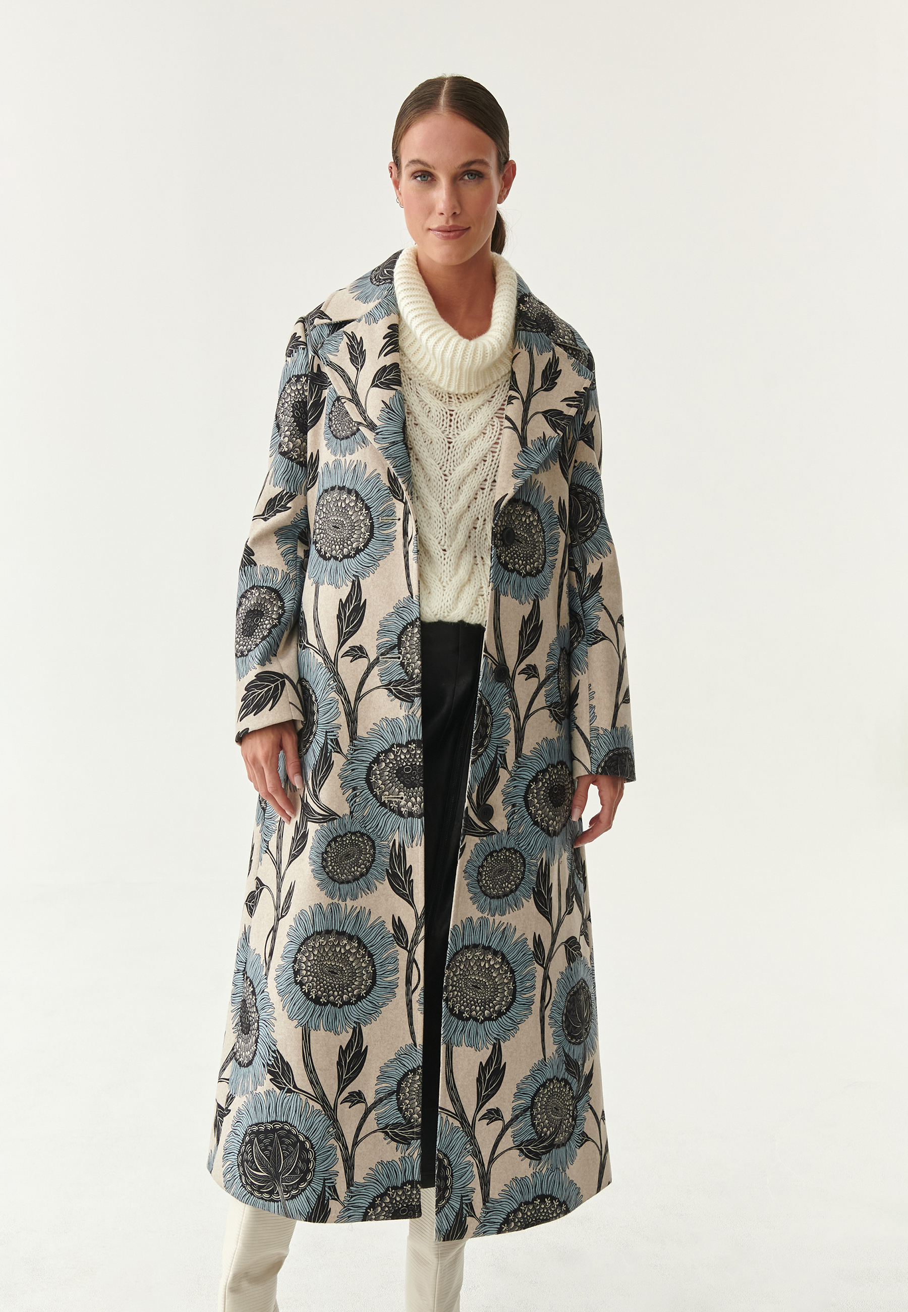 DÁMSKÝ OVERSIZE KABÁT SE VZOREM SLUNEČNIC ANAMO