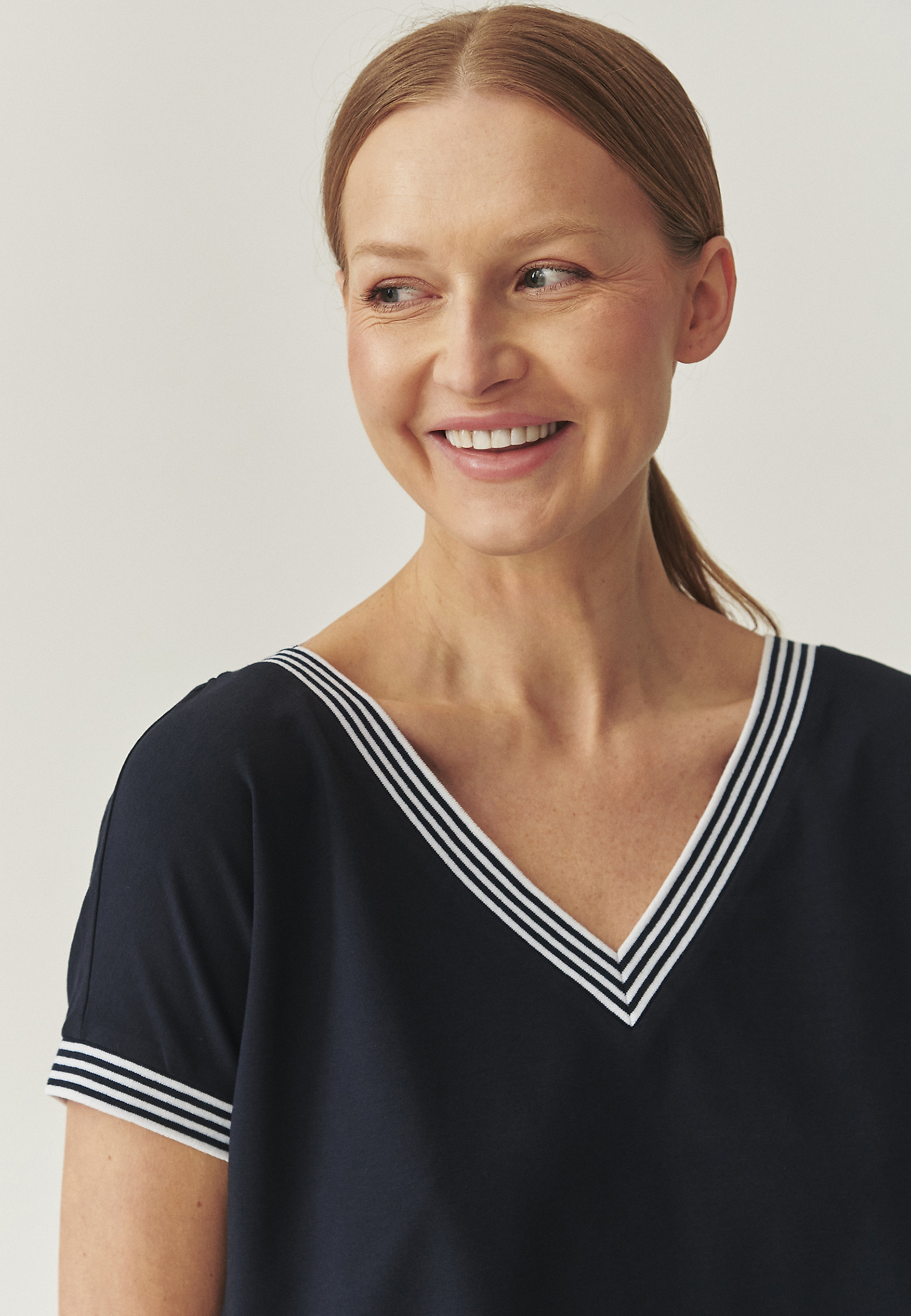 KNITTED BLOUSE WITH COTTON AND MODAL - KAJSALA KNITTED BLOUSE WITH COTTON AND MODAL - KAJSALA NAVY BLUE 111201