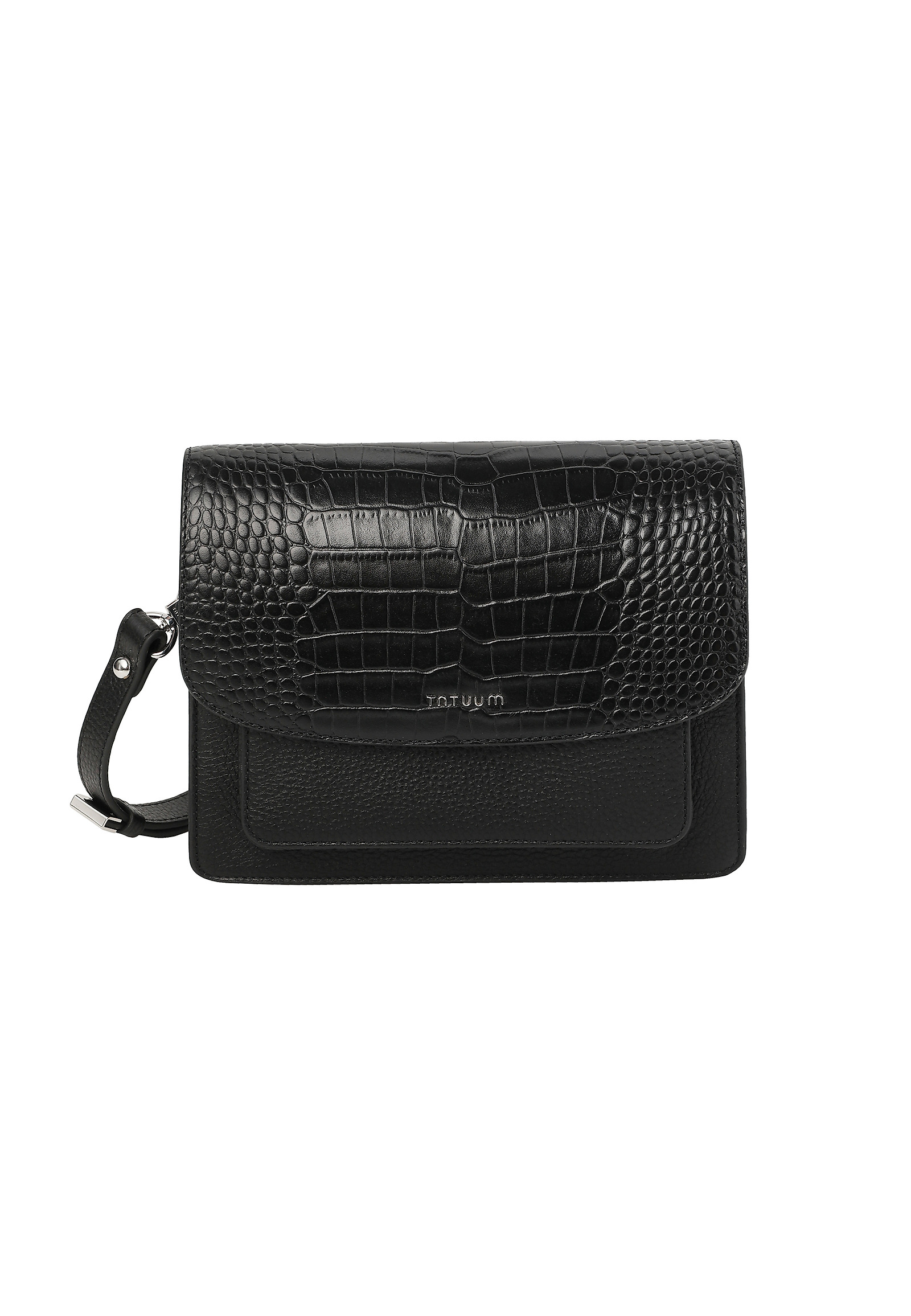 LEATHER MESSENGER BAG WITH EMBOSSING - SAVANNA LEATHER MESSENGER BAG WITH EMBOSSING - SAVANNA BLACK 115408