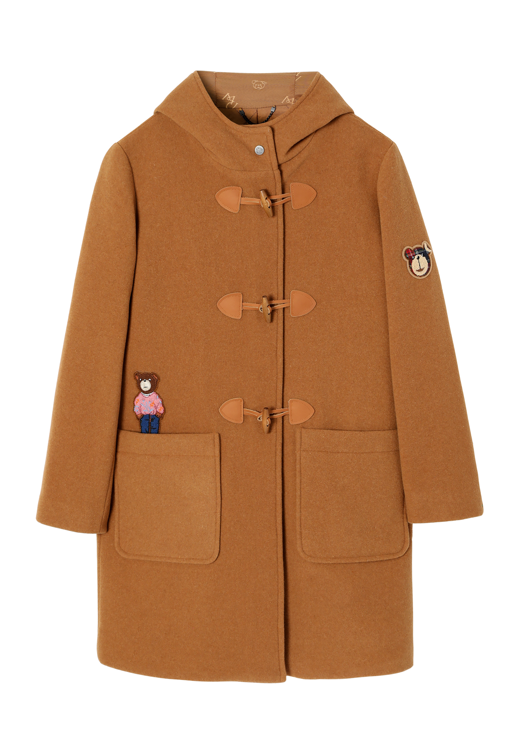 TKANINOWA KURTKA DAMSKA Z ZAPIĘCIEM NA KOŁKI I MOTYWEM MISIA USZATKA — SAMANTA BEŻOWY 2