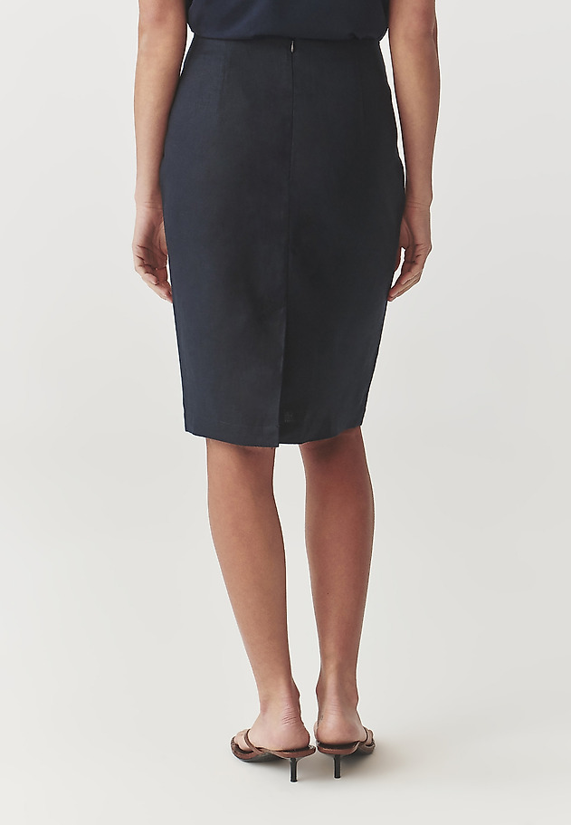 LADIES’ LINEN PENCIL SKIRT WITH COTTON LINING - MONOLI 1 LADIES’ LINEN PENCIL SKIRT WITH COTTON LINING - MONOLI 1 GRANATOWY 3