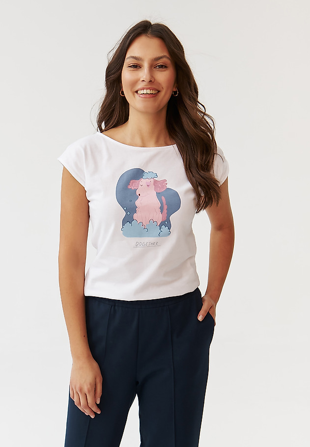 FITTED LADIES’ T-SHIRT WITH CENTRALISED PRINT - AMANDA 2 FITTED LADIES’ T-SHIRT WITH CENTRALISED PRINT - AMANDA 2 BIAŁY 1