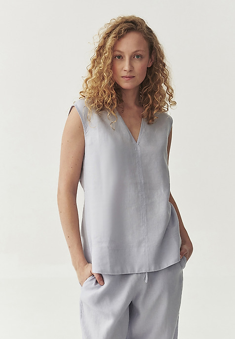 SLEEVELESS LINEN BLOUSE - LUIZA PURPLE 2