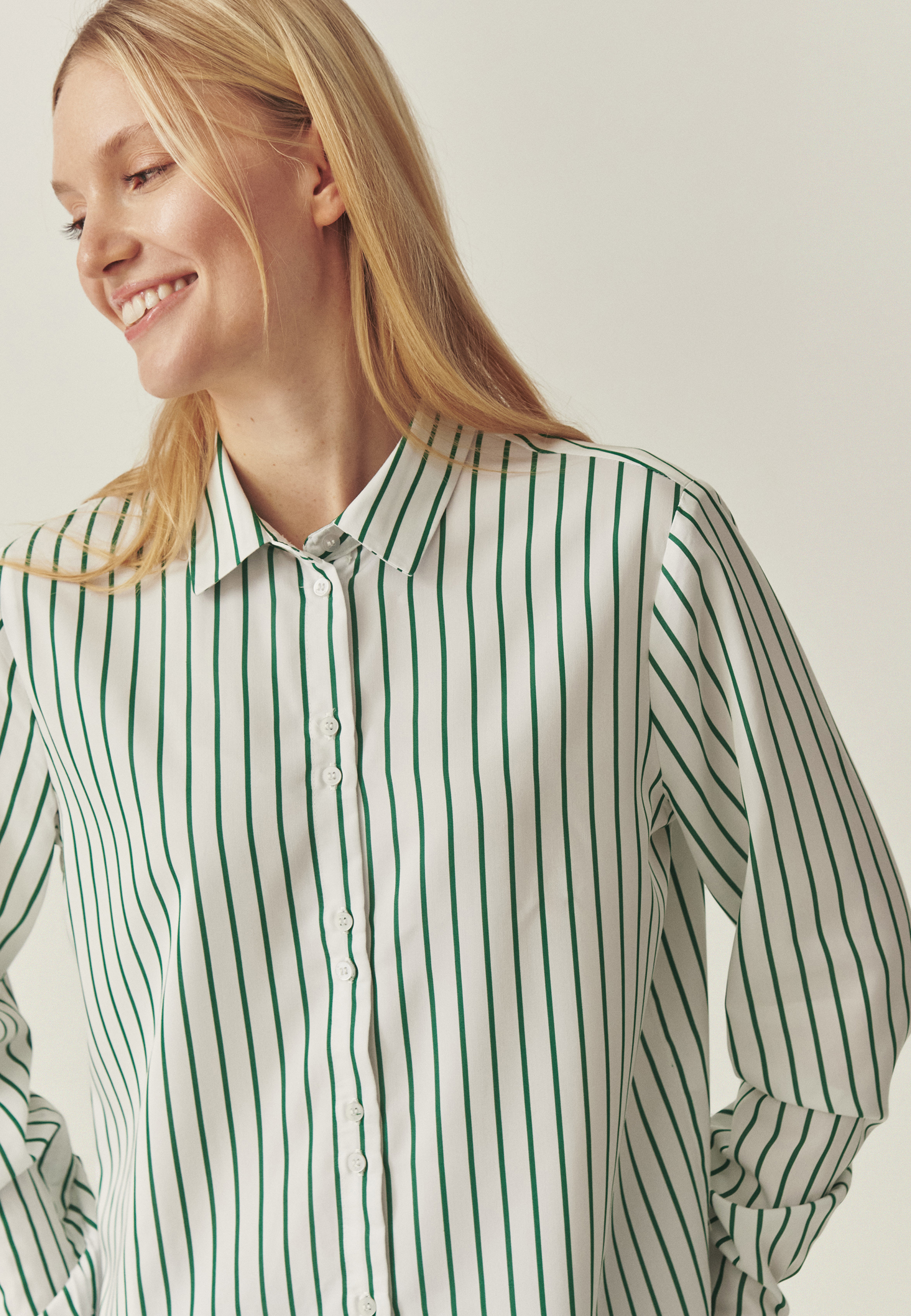 CĂMAȘĂ DIN ȚESĂTURĂ, CU DUNGI VERZI — ENMO 1 MULTICOLOR 2