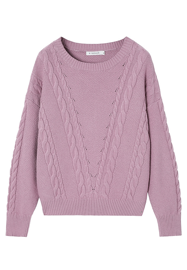 STRUKTURALNY SWETER Z GRUBEJ PRZĘDZY - EVERELY STRUKTURALNY SWETER Z GRUBEJ PRZĘDZY - EVERELY FIOLETOWY 5
