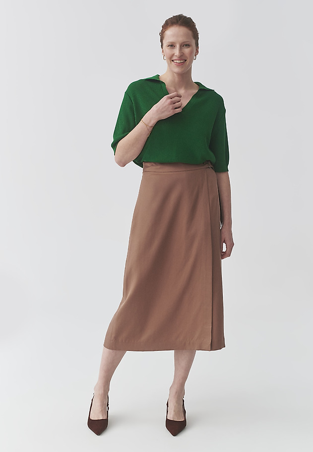 LYOCELL ENVELOPE SKIRT - SKINOS LYOCELL ENVELOPE SKIRT - SKINOS BEŻOWY 2