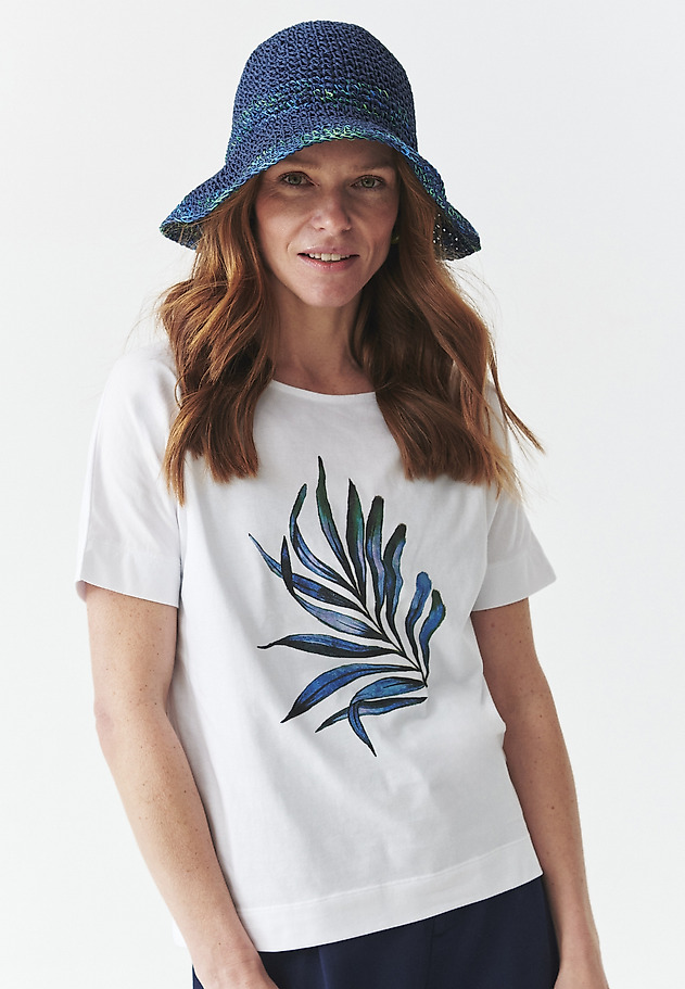 COTTON T-SHIRT WITH FLORAL PRINT - LALI 5 COTTON T-SHIRT WITH FLORAL PRINT - LALI 5 BIAŁY 2