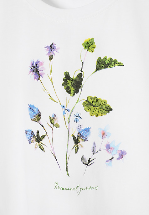 TRICOU DIN BUMBAC CU IMPRIMEU FLORAL - ANTONIA ALB 2