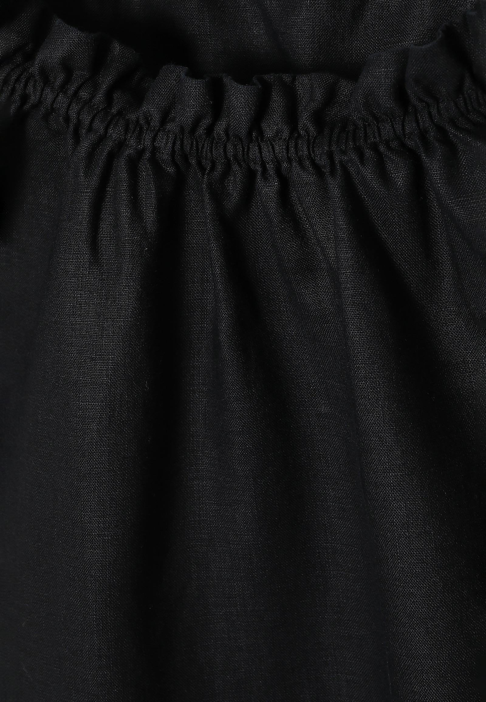 LNIANA BLUZKA DAMSKA Z OZDOBNYM DEKOLTEM  - IXA LNIANA BLUZKA DAMSKA Z OZDOBNYM DEKOLTEM  - IXA CZARNY 96803