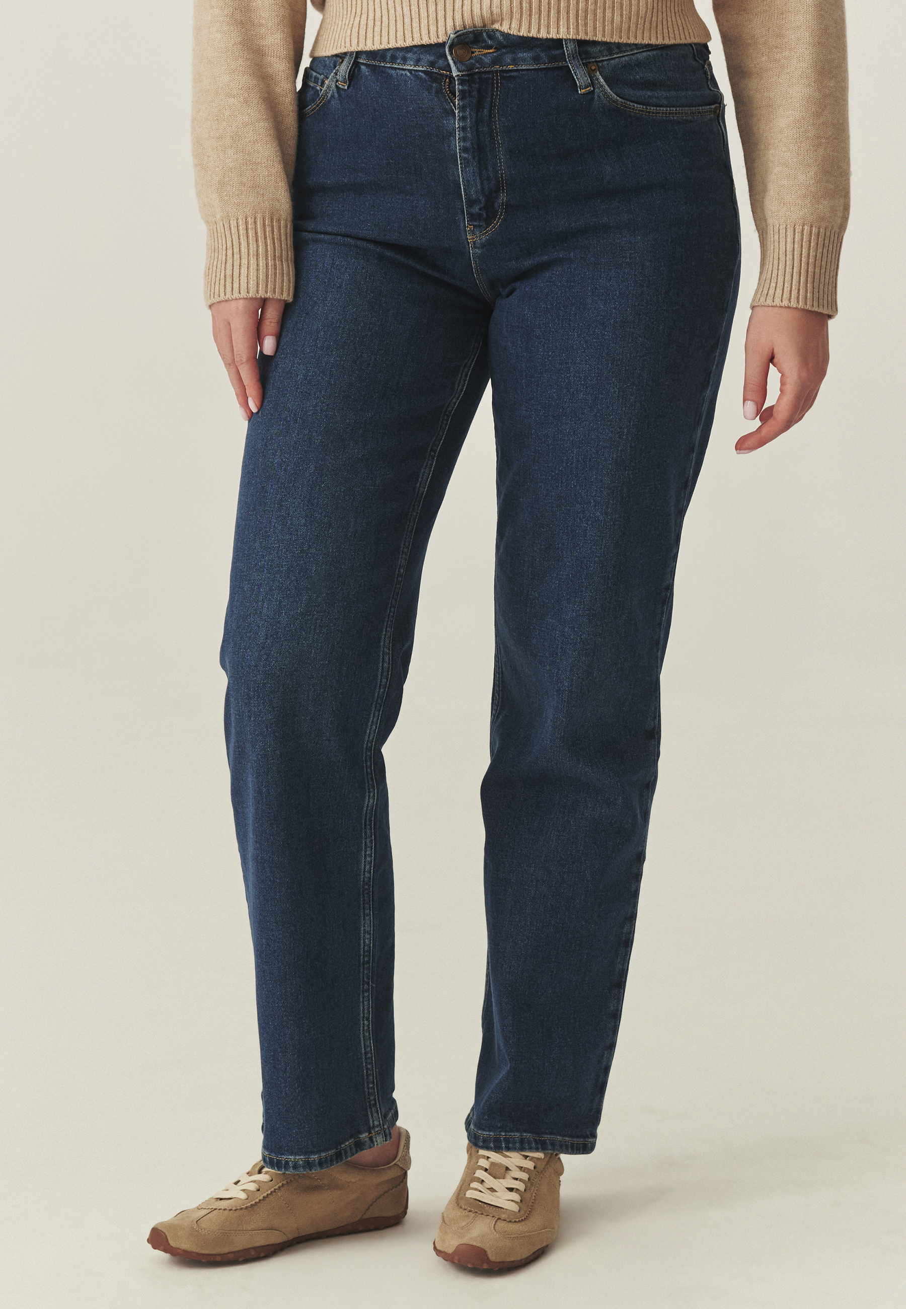 PANTALONI DE DAMĂ, DIN DENIM, CU CRAC DREPT — RISONO ALBASTRU 2