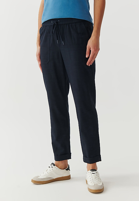 PANTALONI DE DAMĂ, DIN ȚESĂTURĂ, CU ELASTIC ÎN TALIE - SUDIKI BLEUMARIN 2