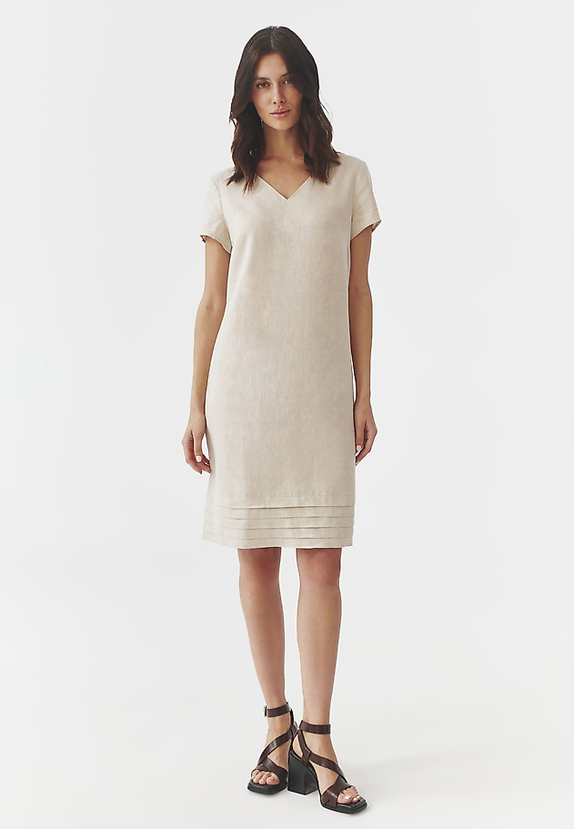 LADIES’ LINEN DRESS WITH SHORT SLEEVES - TWIGA LADIES’ LINEN DRESS WITH SHORT SLEEVES - TWIGA BEŻOWY 1