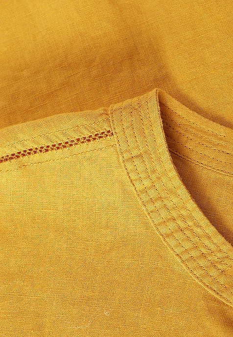 LADIES’ LINEN BLOUSE WITH COCONUT BUTTONS - SARAKIMO YELLOW 2