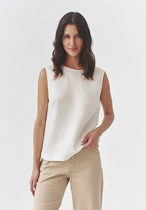 DÁMSKA KLASICKÁ ĽANOVÁ BLÚZKA BEZ RUKÁVOV – GERDI DÁMSKA KLASICKÁ ĽANOVÁ BLÚZKA BEZ RUKÁVOV – GERDI