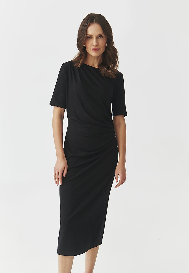 FITTED MIDI DRESS WITH PLEATING — PRIMROSE FITTED MIDI DRESS WITH PLEATING — PRIMROSE CZARNY 3