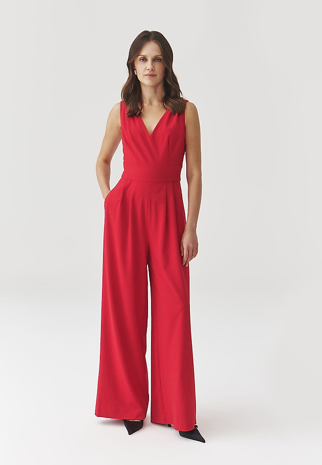 ELEGANT WIDE-LEGGED JUMPSUIT — FANG ELEGANT WIDE-LEGGED JUMPSUIT — FANG CZERWONY 2