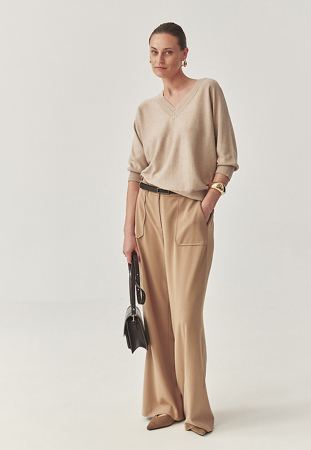 LOOSE JUMPER MADE FROM A BREATHABLE COTTON BLEND - ASEL LOOSE JUMPER MADE FROM A BREATHABLE COTTON BLEND - ASEL BEIGE 5