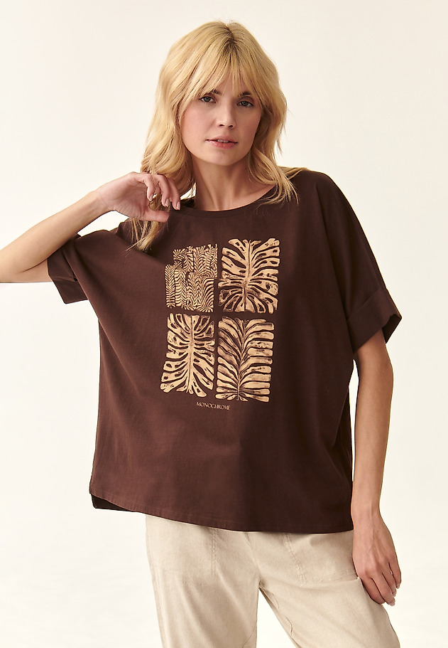 T-SHIRT DAMSKI LIKE T-SHIRT DAMSKI LIKE BRĄZOWY 1