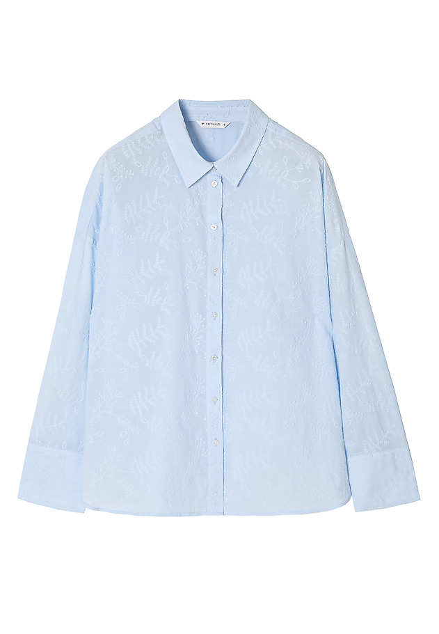 LADIES' WOVEN SHIRT WITH FLORAL EMBROIDERY — INES LADIES' WOVEN SHIRT WITH FLORAL EMBROIDERY — INES NIEBIESKI 7