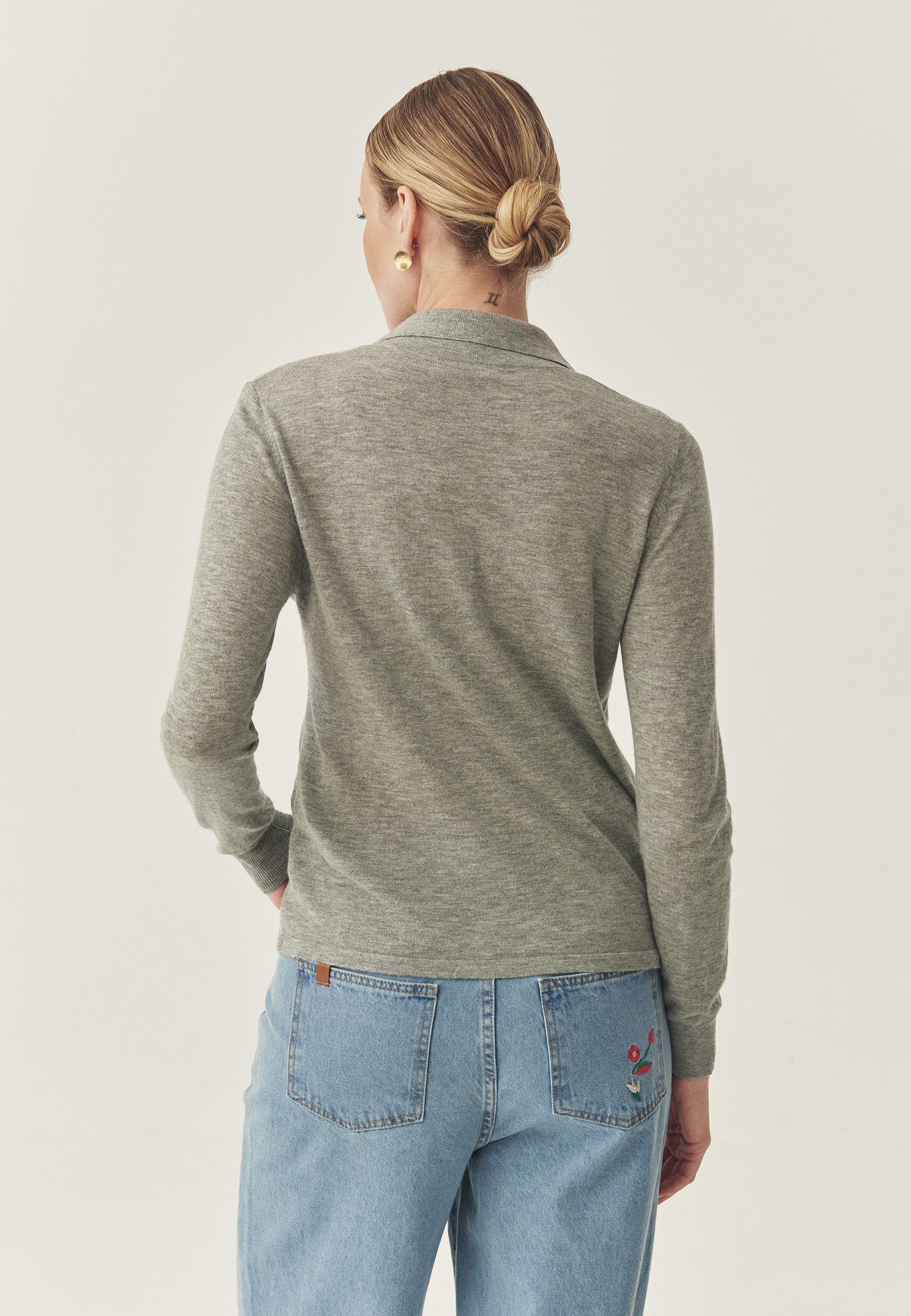 KLASIČNA SRAJCA IZ VOLNENE MEŠANICE -YOSHI SIVA 2