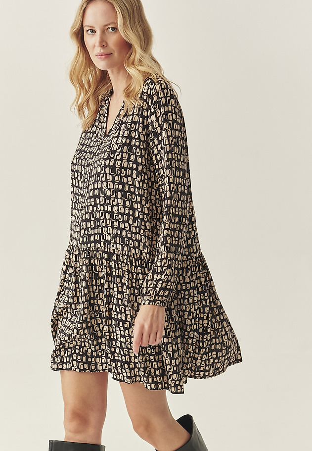 VISCOSE DRESS WITH ORIGINAL DESIGN - MARLI VISCOSE DRESS WITH ORIGINAL DESIGN - MARLI BROWN 3