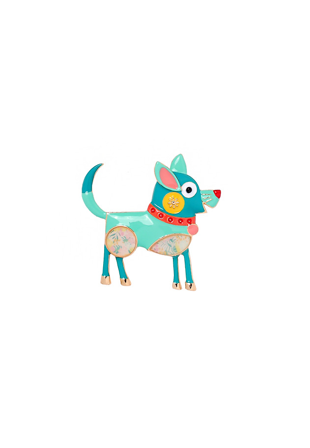 ORNAMENTAL DOG-SHAPED BROOCH — REXI ORNAMENTAL DOG-SHAPED BROOCH — REXI MULTIKOLOR 2