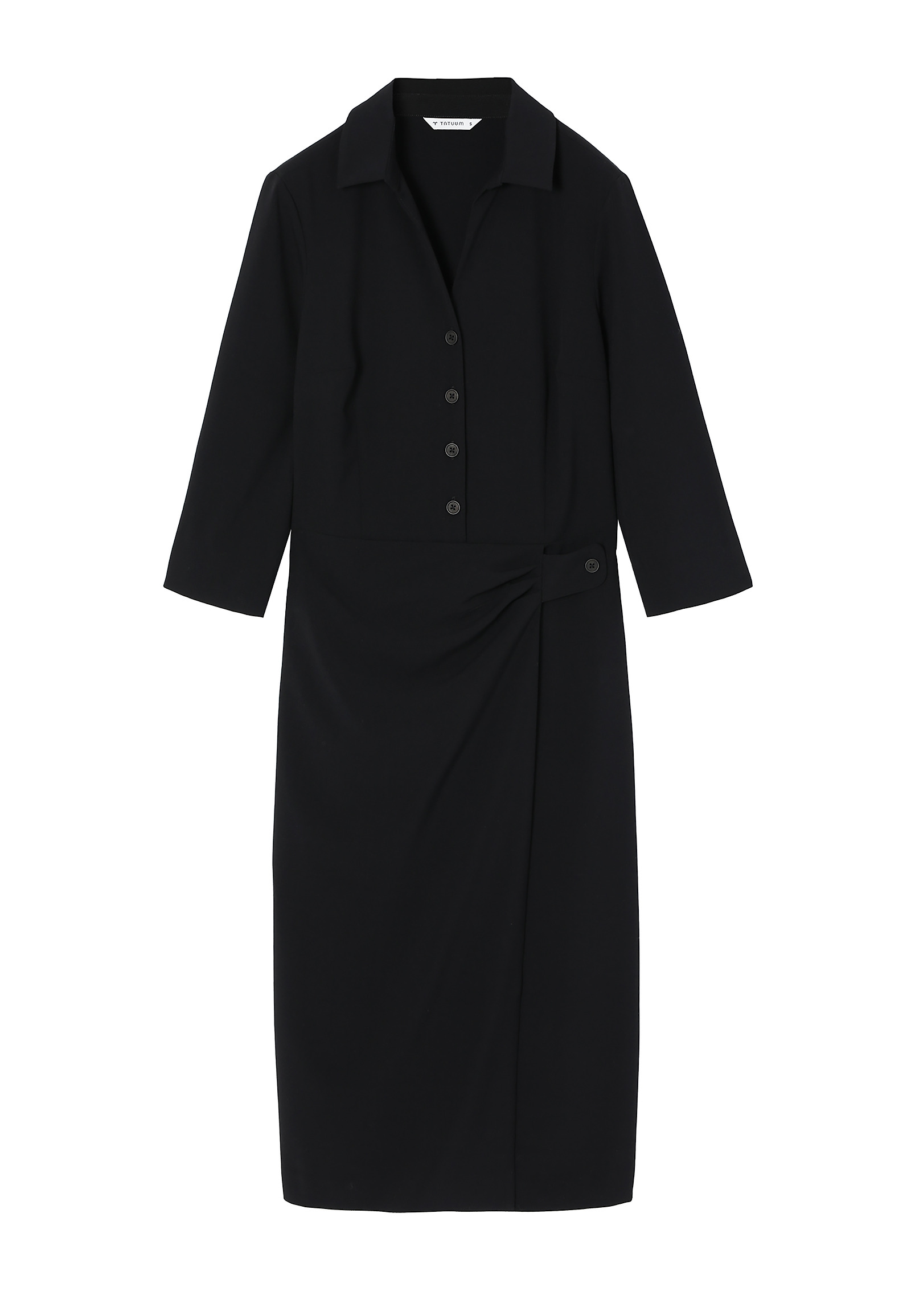 TKANINOWA SUKIENKA  Z MARSZCZENIEM I RĘKAWEM 3/4 — FINCA TKANINOWA SUKIENKA  Z MARSZCZENIEM I RĘKAWEM 3/4 — FINCA CZARNY 101866