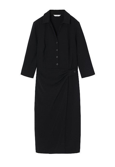 FABRIC DRESS WITH CREASE AND 3/4 SLEEVES — FINCA BLACK 2