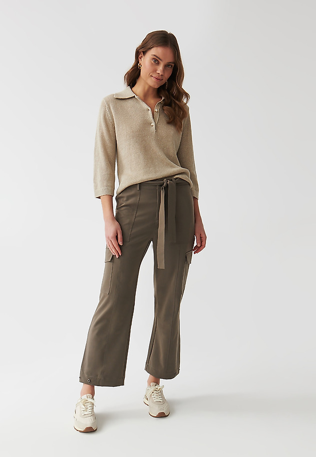 LADIES’ LINEN SWEATER WITH A COLLAR - TASZKA LADIES’ LINEN SWEATER WITH A COLLAR - TASZKA BEIGE 2