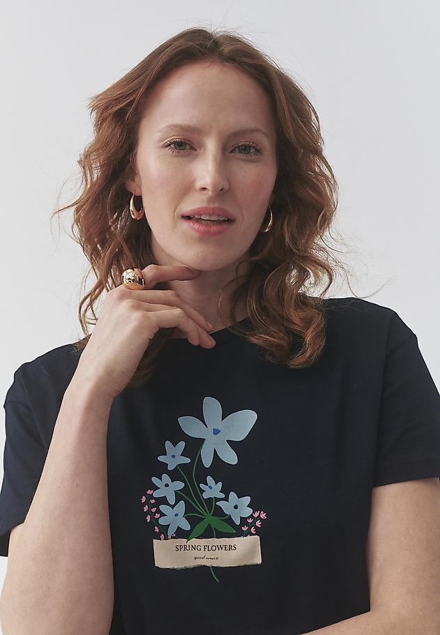 TRICOU DIN BUMBAC, CU IMPRIMEU FLORAL — MALATI TRICOU DIN BUMBAC, CU IMPRIMEU FLORAL — MALATI BLEUMARIN 6