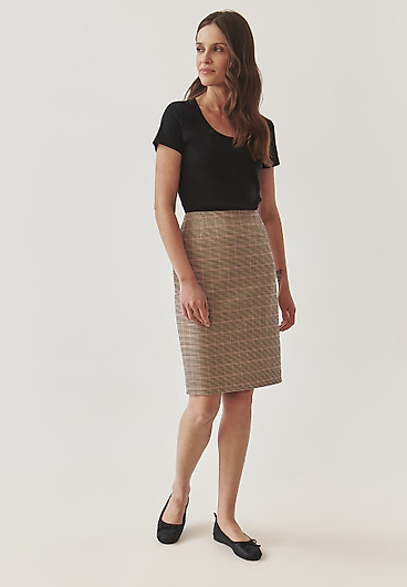 PONADCZASOWA TKANINOWA SPÓDNICA OŁÓWKOWA W KRATKĘ - MONRI PONADCZASOWA TKANINOWA SPÓDNICA OŁÓWKOWA W KRATKĘ - MONRI