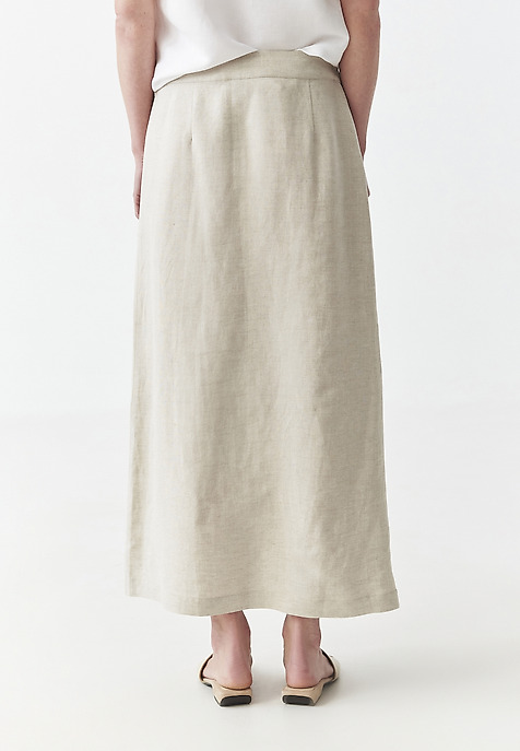 ENVELOPE SKIRT IN LINEN AND VISCOSE - RITIS BEIGE 2
