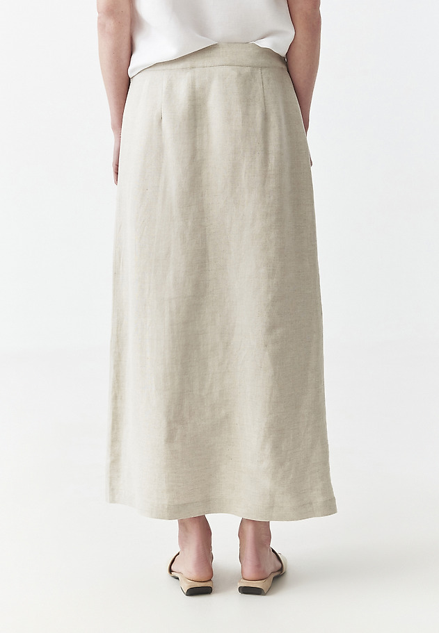 ENVELOPE SKIRT IN LINEN AND VISCOSE - RITIS ENVELOPE SKIRT IN LINEN AND VISCOSE - RITIS BEŻOWY 3