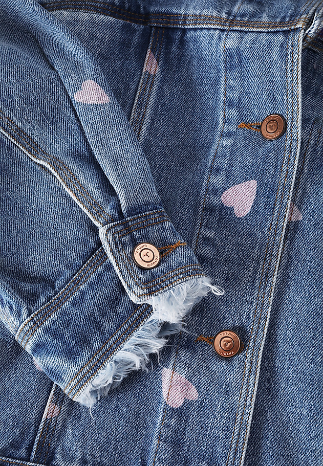 OVERSIZED LADIES’ DENIM JACKET PRINTED WITH HEARTS - NAMIA OVERSIZED LADIES’ DENIM JACKET PRINTED WITH HEARTS - NAMIA BLUE 10