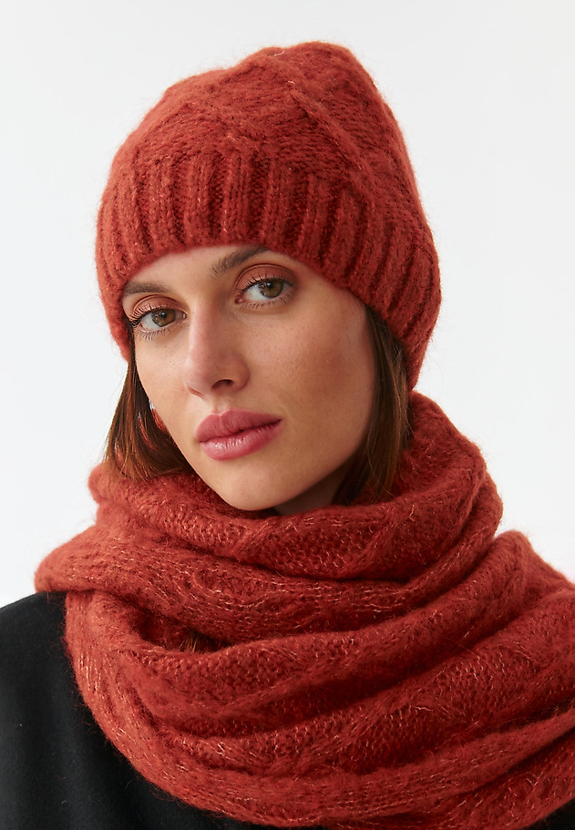 LADIES' KNITTED BEANIE BRIFI 1 LADIES' KNITTED BEANIE BRIFI 1 POMARAŃCZOWY 1
