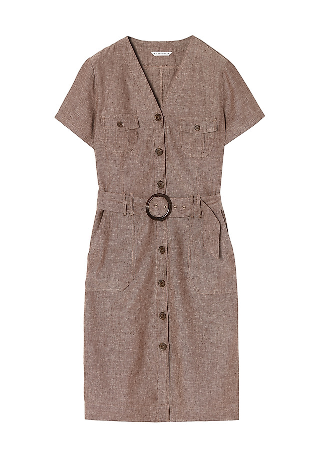 LADIES' LINEN DRESS SOFORIA 1 LADIES' LINEN DRESS SOFORIA 1 BROWN 8